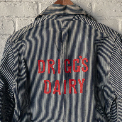 DEAD STOCK 1940's Lee 98-J HICKORY-STRIPED COVERALL with EMBROIDERY