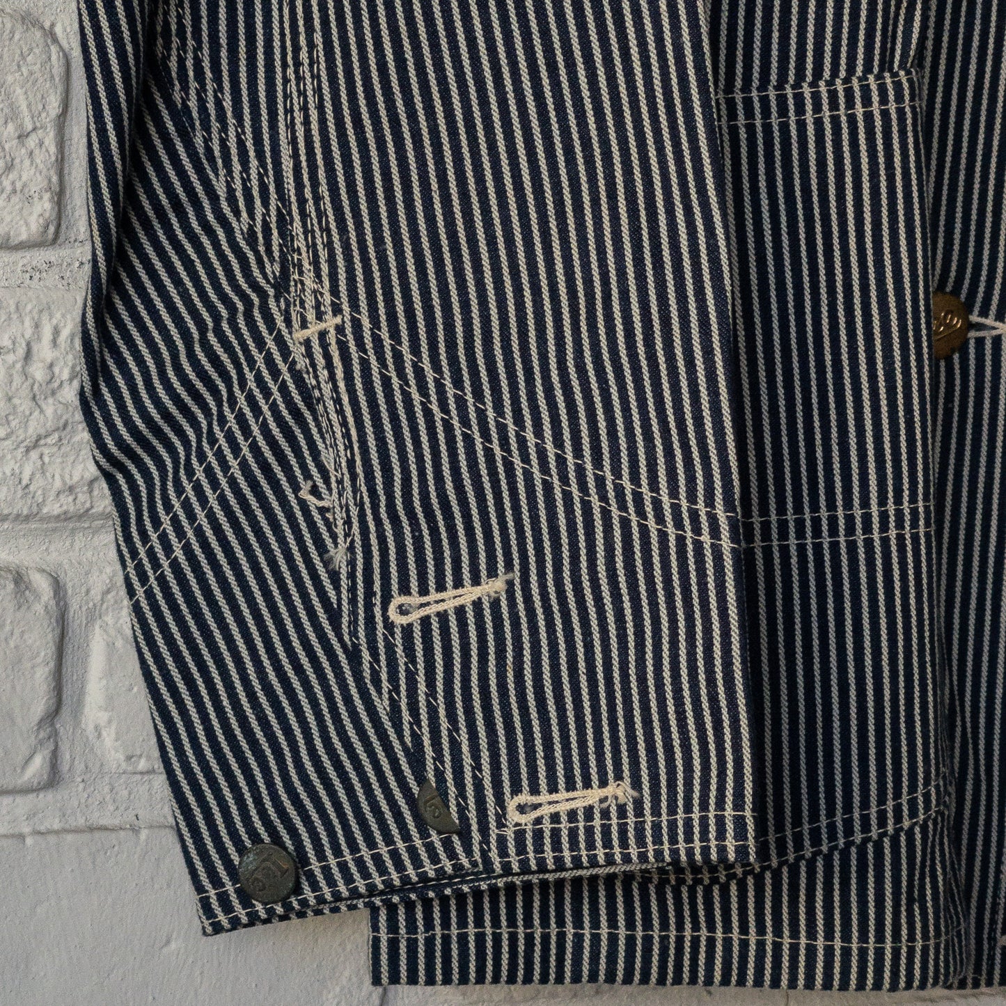DEAD STOCK 1940's Lee 98-J HICKORY-STRIPED COVERALL with EMBROIDERY