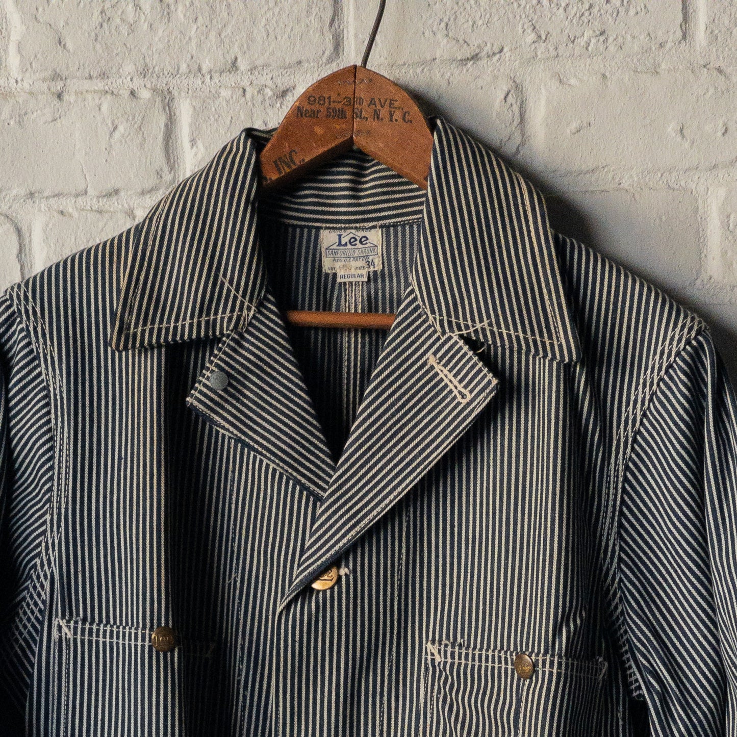 DEAD STOCK 1940's Lee 98-J HICKORY-STRIPED COVERALL with EMBROIDERY