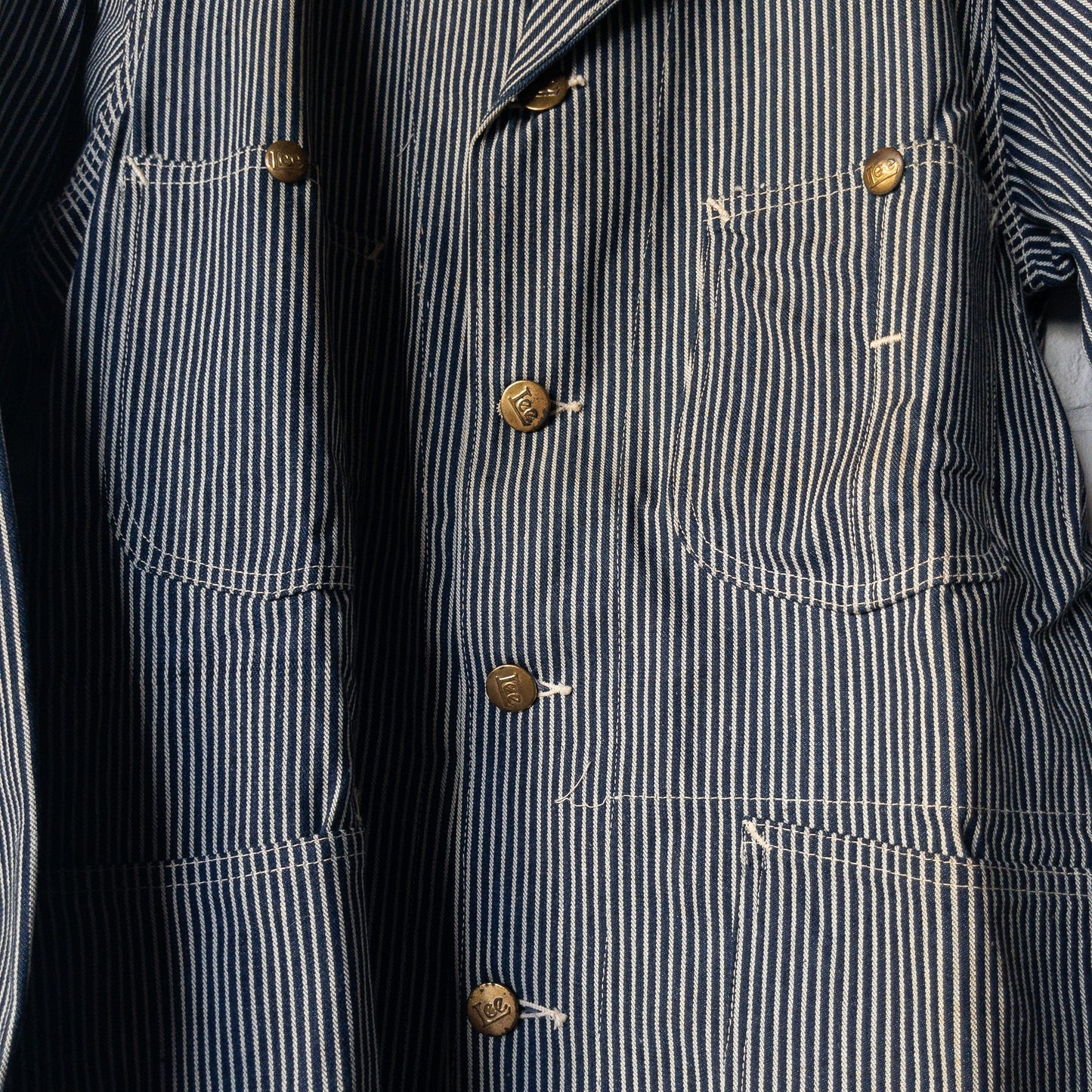 DEAD STOCK 1940's Lee 98-J HICKORY-STRIPED COVERALL with EMBROIDERY