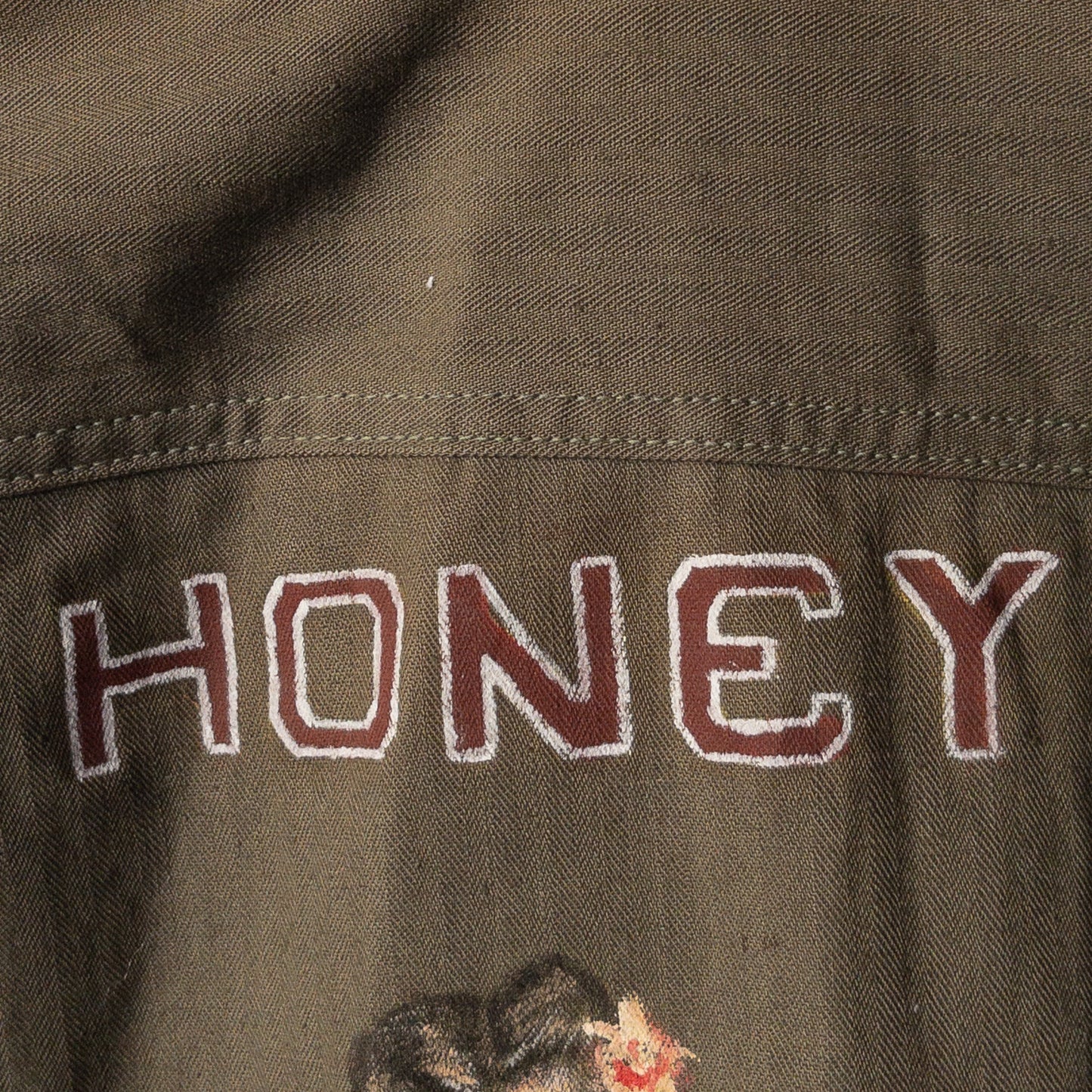 WW2 U.S.NAVY HBT UTILITY JACKET HAND DRAWING HULA GIRL DEADSTOCK