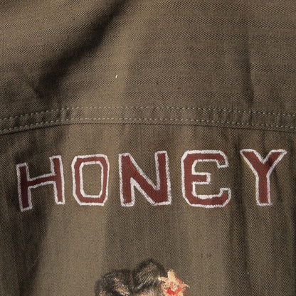 WW2 U.S.NAVY HBT UTILITY JACKET HAND DRAWING HULA GIRL DEADSTOCK