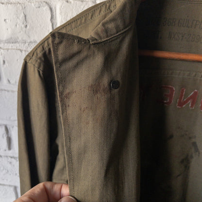 WW2 U.S.NAVY HBT UTILITY JACKET HAND DRAWING HULA GIRL DEADSTOCK