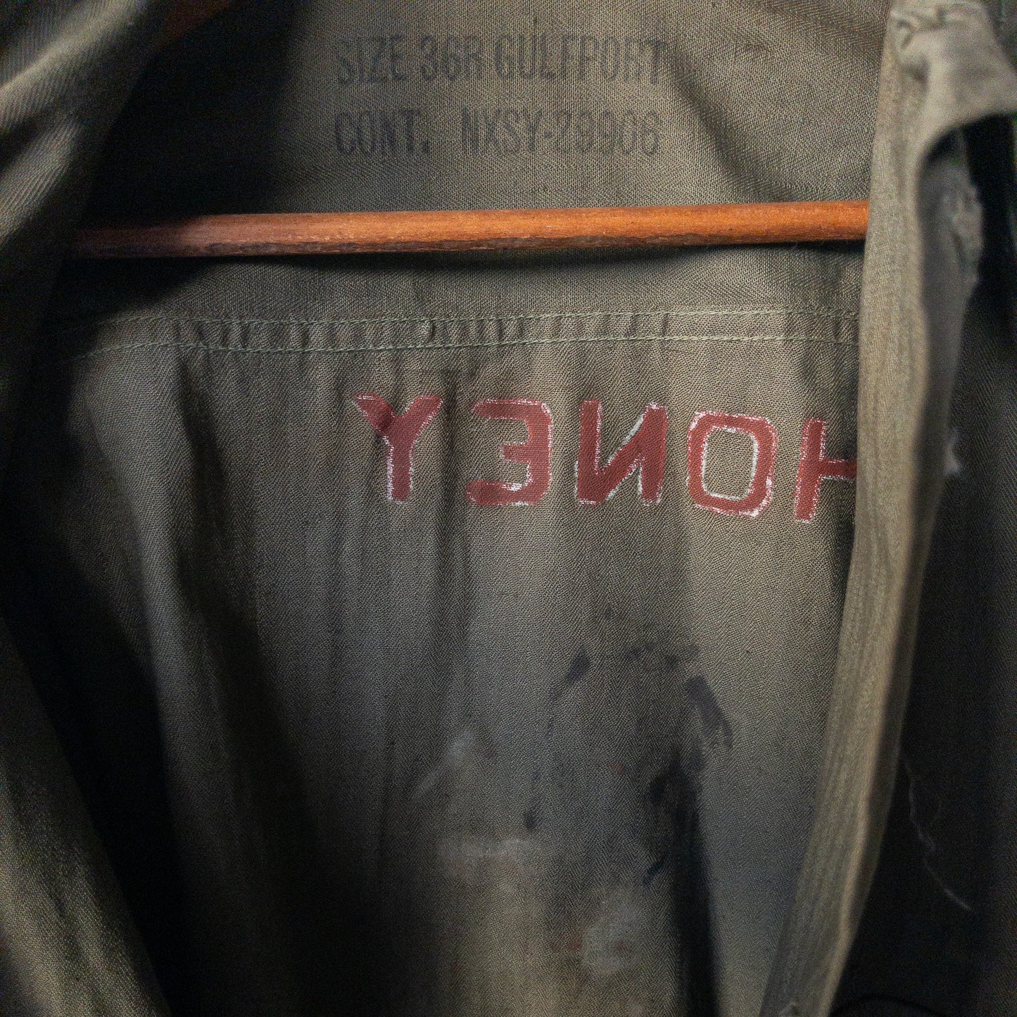 WW2 U.S.NAVY HBT UTILITY JACKET HAND DRAWING HULA GIRL DEADSTOCK