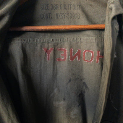 WW2 U.S.NAVY HBT UTILITY JACKET HAND DRAWING HULA GIRL DEADSTOCK