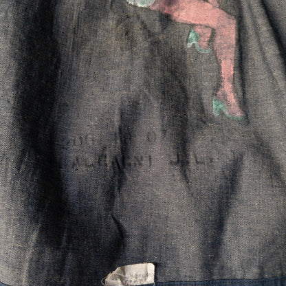 W.W.2 U.S.NAVY DUNGAREE DENIM JACKET HAND DRAWING PIN UP GIRL DEAD STOCK