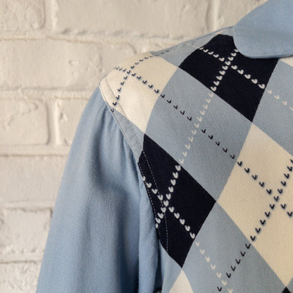 ARGYLE CHECK RAYON LONGSLEEVE SHIRTS 1950'S VINTAGE