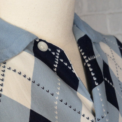 ARGYLE CHECK RAYON LONGSLEEVE SHIRTS 1950'S VINTAGE