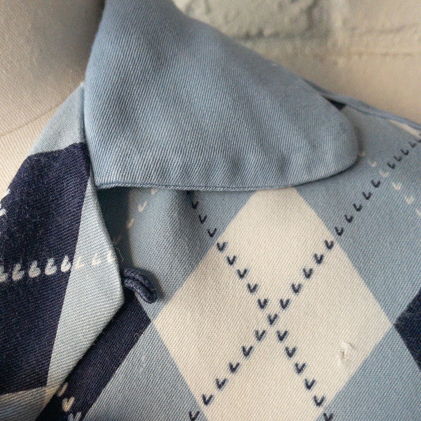 ARGYLE CHECK RAYON LONGSLEEVE SHIRTS 1950'S VINTAGE