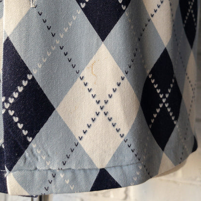 ARGYLE CHECK RAYON LONGSLEEVE SHIRTS 1950'S VINTAGE