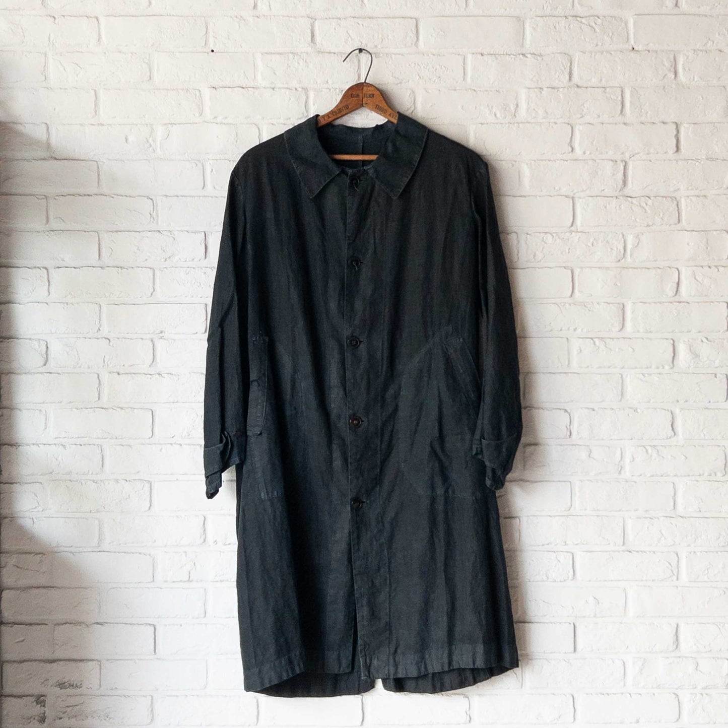 FRENCH INDIGO LINEN COAT 1900'S VINTAGE