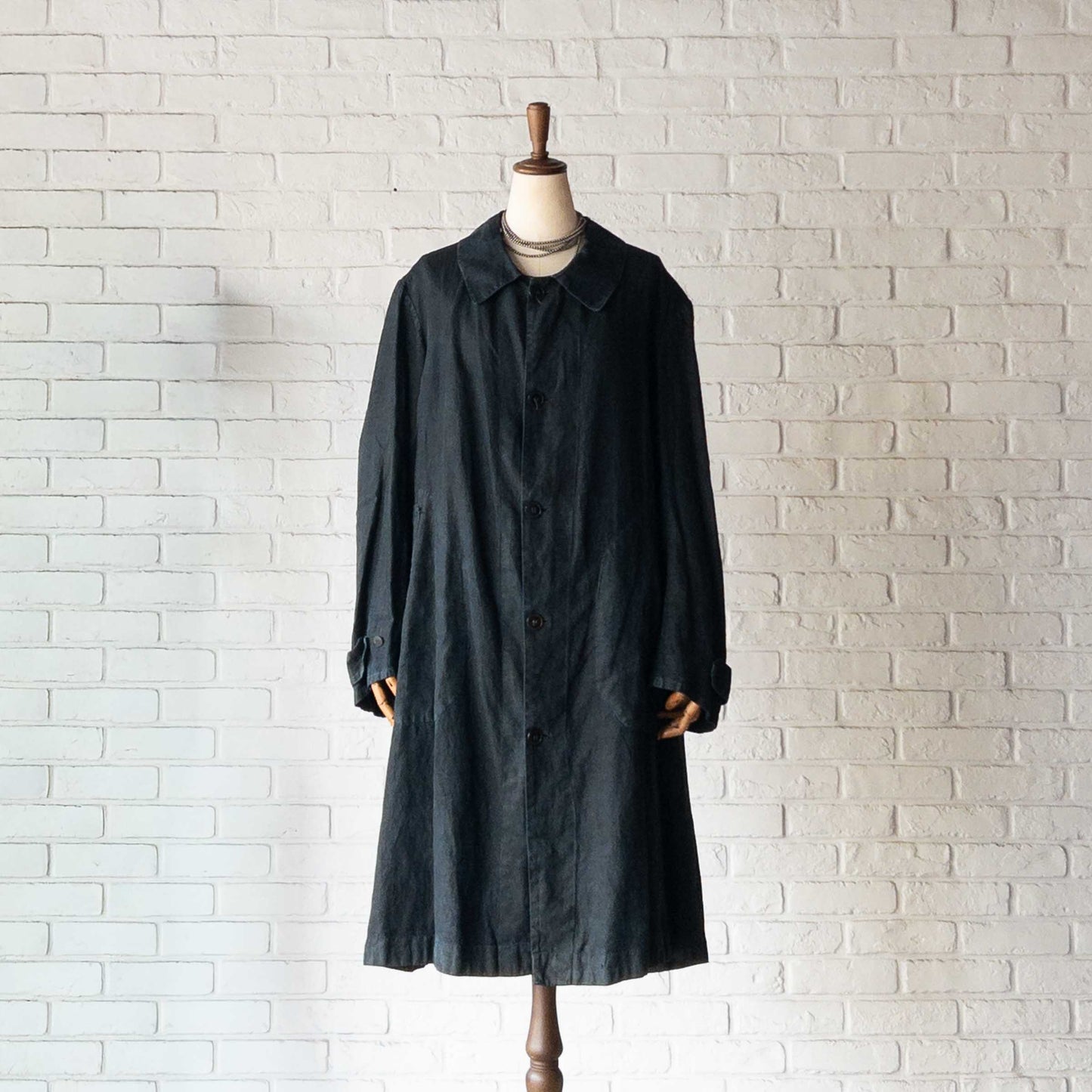 FRENCH INDIGO LINEN COAT 1900'S VINTAGE