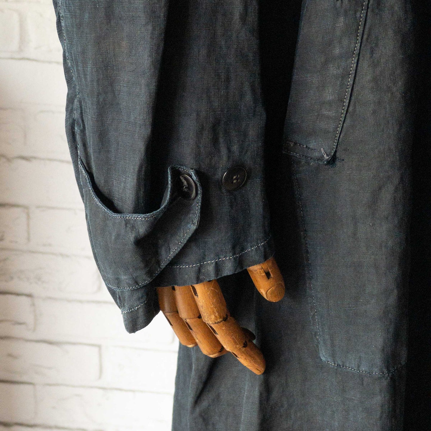 FRENCH INDIGO LINEN COAT 1900'S VINTAGE