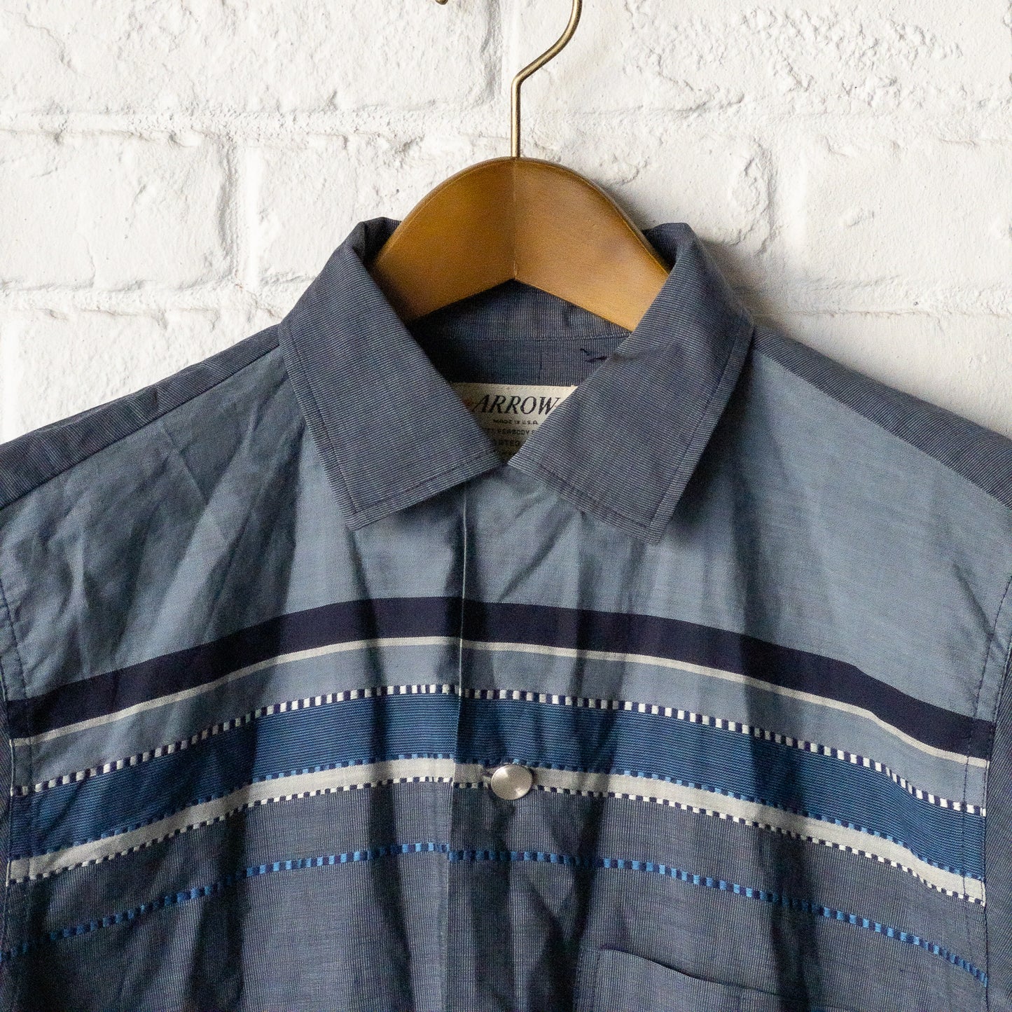 ARROW PIN CHECK JACQUARD PETTERN LONG SLEEVE SHIRTS 60'S VINTAGE