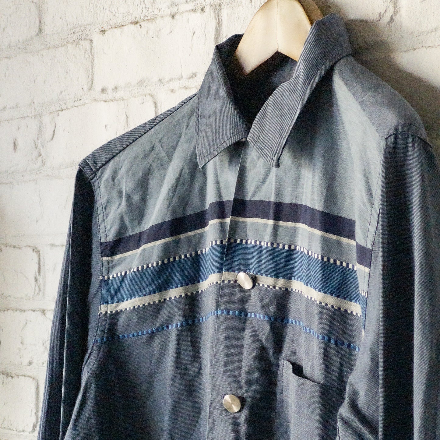 ARROW PIN CHECK JACQUARD PETTERN LONG SLEEVE SHIRTS 60'S VINTAGE