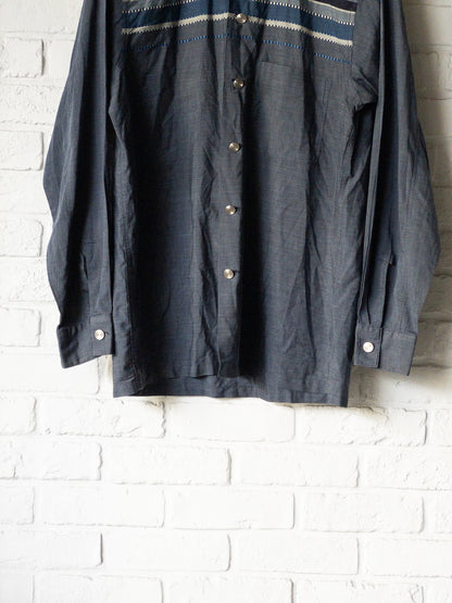 ARROW PIN CHECK JACQUARD PETTERN LONG SLEEVE SHIRTS 60'S VINTAGE
