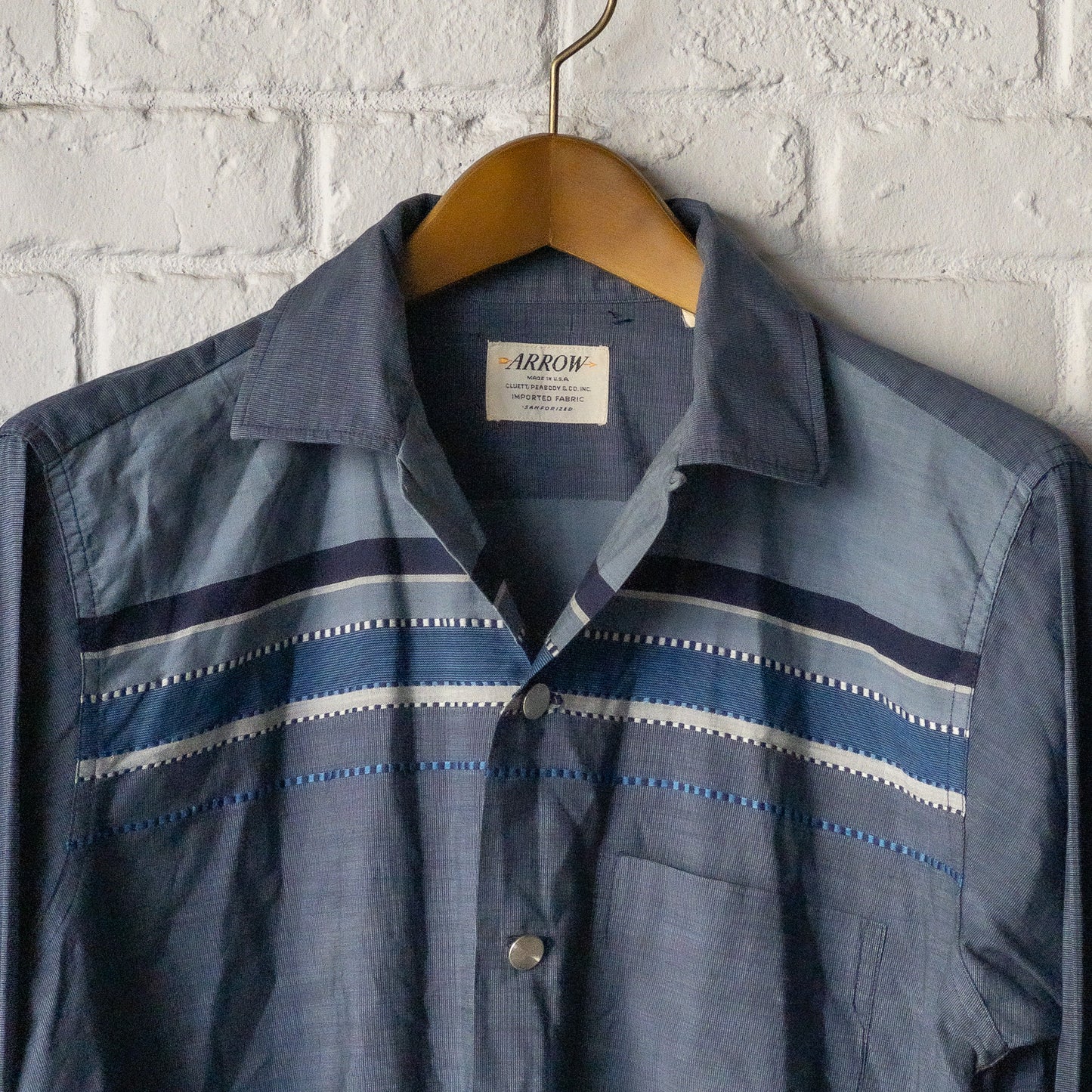 ARROW PIN CHECK JACQUARD PETTERN LONG SLEEVE SHIRTS 60'S VINTAGE
