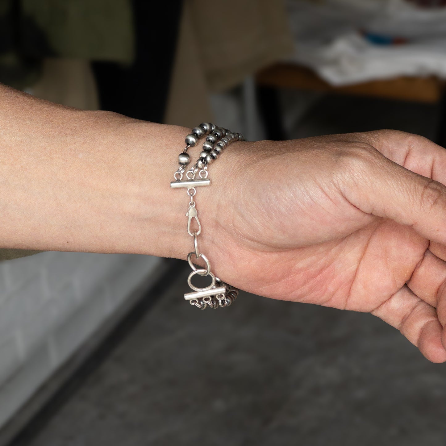 NAVAJO SILVER BALL CHAIN BRACELET