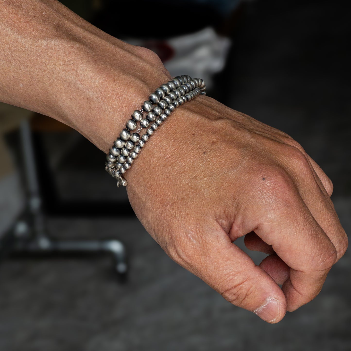 NAVAJO SILVER BALL CHAIN BRACELET