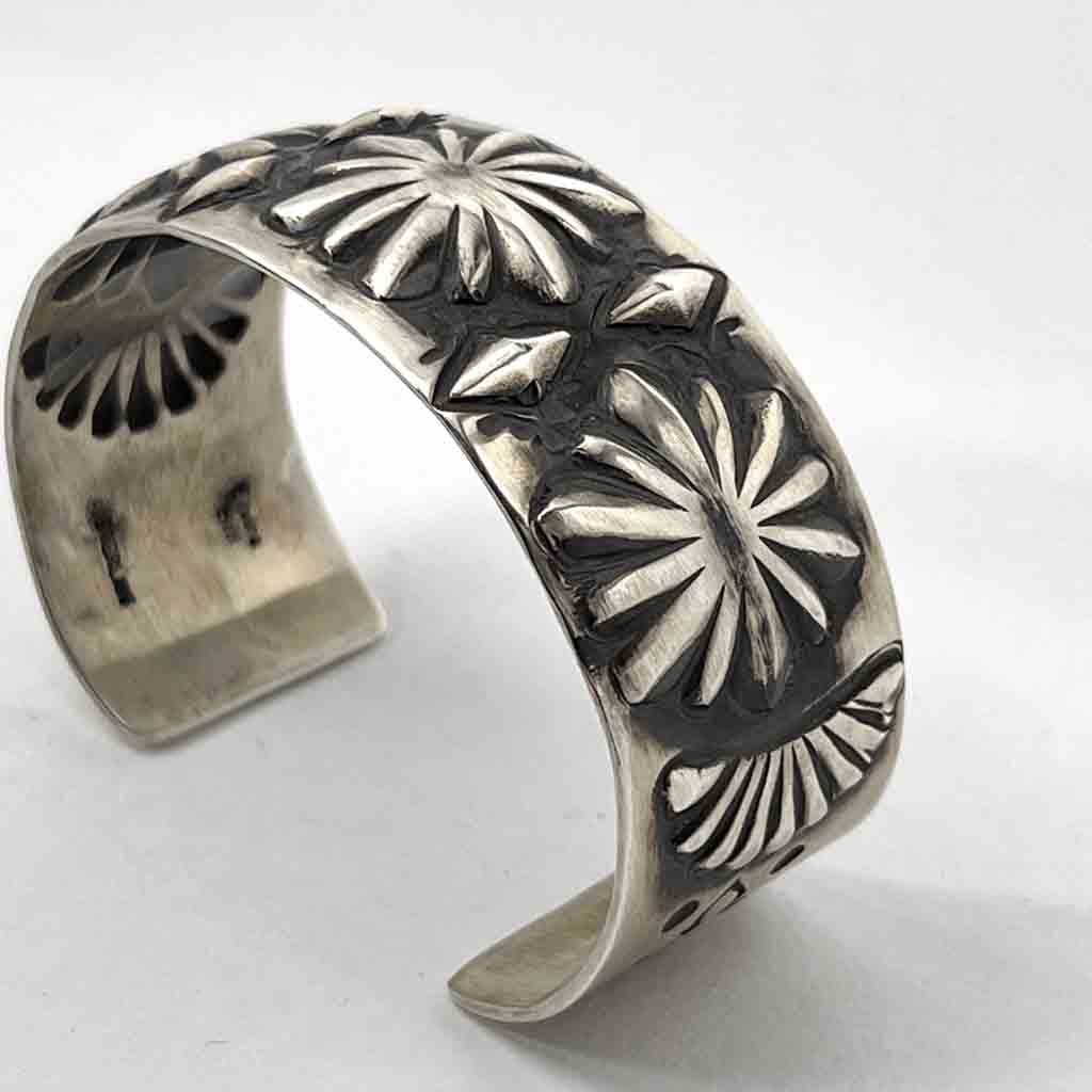 NAVAJO FLOWER STAMPED  BANGLE by ELVIRA BILL