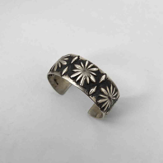NAVAJO FLOWER STAMPED  BANGLE by ELVIRA BILL