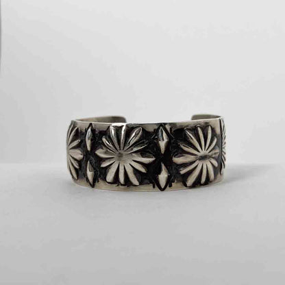 NAVAJO FLOWER STAMPED  BANGLE by ELVIRA BILL